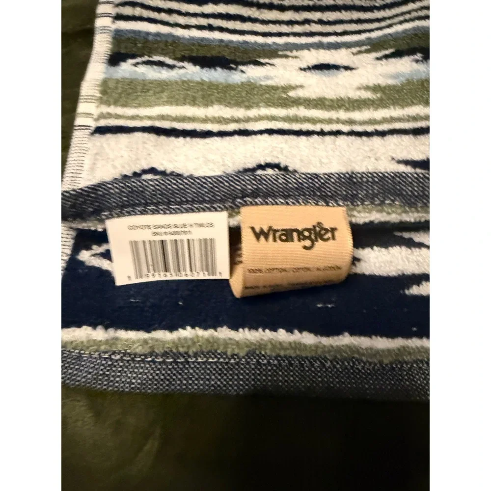 Wrangler Hand Towel Unisex OS Coyote Sands Blue New Southwestern Cotton